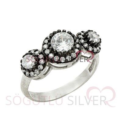 Tria elmas montürlü rodyumlu üçlü set set8463