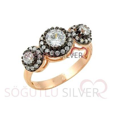 Tria elmas montürlü rose üçlü set set8462