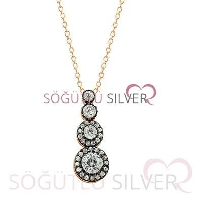 Tria elmas montürlü rose üçlü set set8462