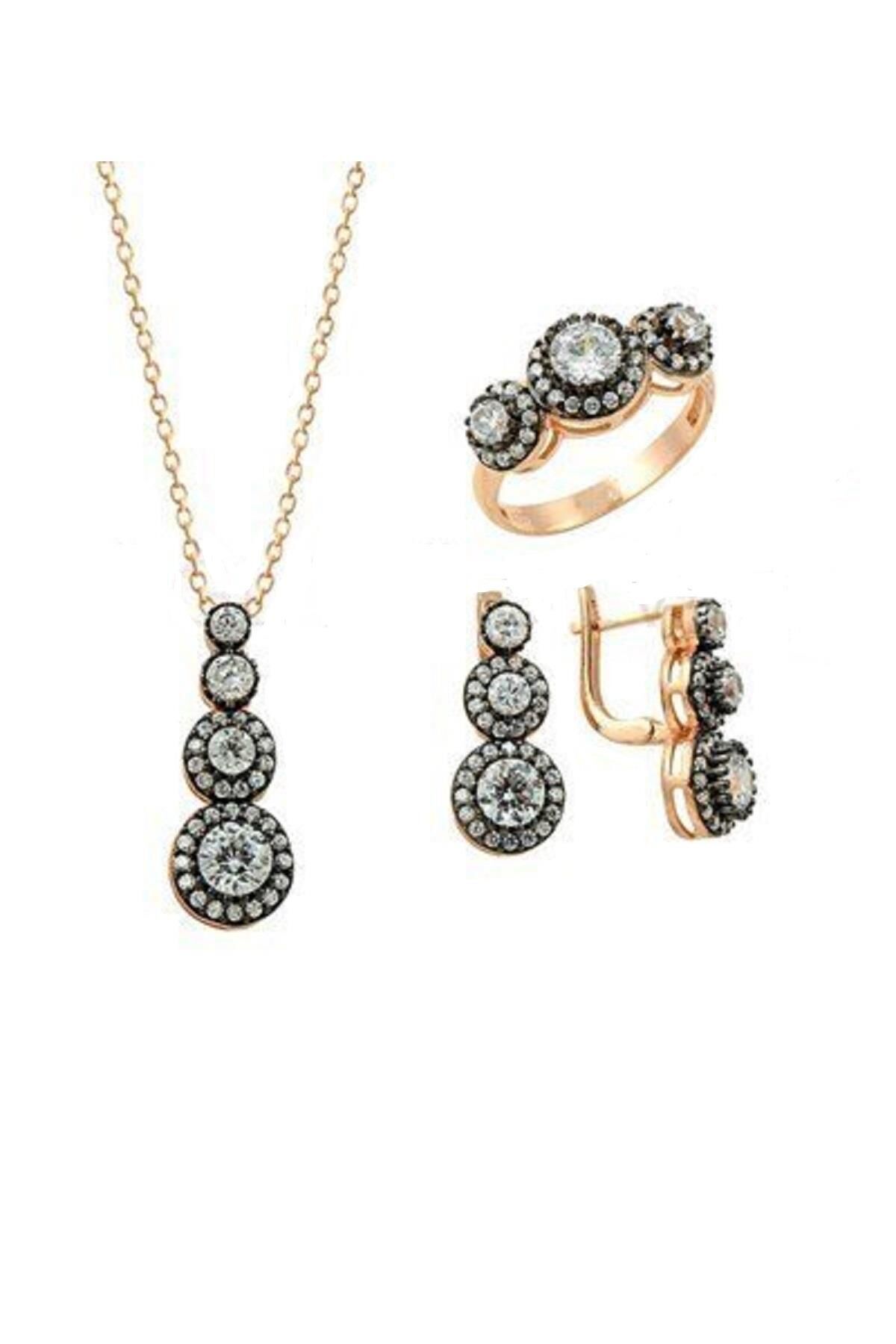 Tria elmas montürlü rose üçlü set set8462