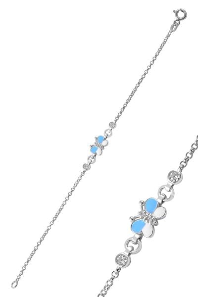 Gümüş mineli zirkon taşlı kelebek modeli bileklik SGTL9529