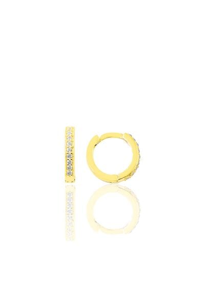 Gümüş altın yaldızlı zirkon taşlı 10 mm halka küpe Tragus Piercing Helix Kıkırdak Küpesi SGTL11738GOLD