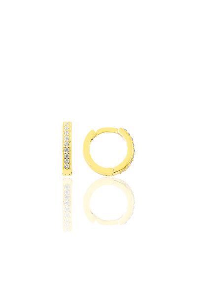 Gümüş altın yaldızlı zirkon taşlı 10 mm halka küpe Tragus Piercing Helix Kıkırdak Küpesi SGTL11738GOLD