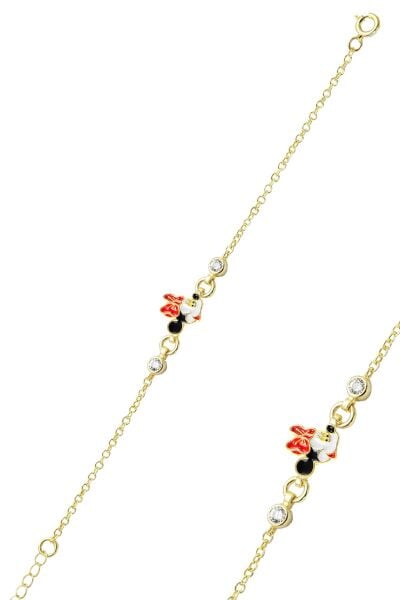 925 Ayar Gümüş Çocuk Bilekliği -  Altın Kaplama Mineli Bebek Künyesi SGTL13334GOLD