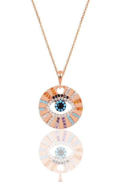 Gümüş rose zirkon taşlı  aura kolye SGTL12062ROSE