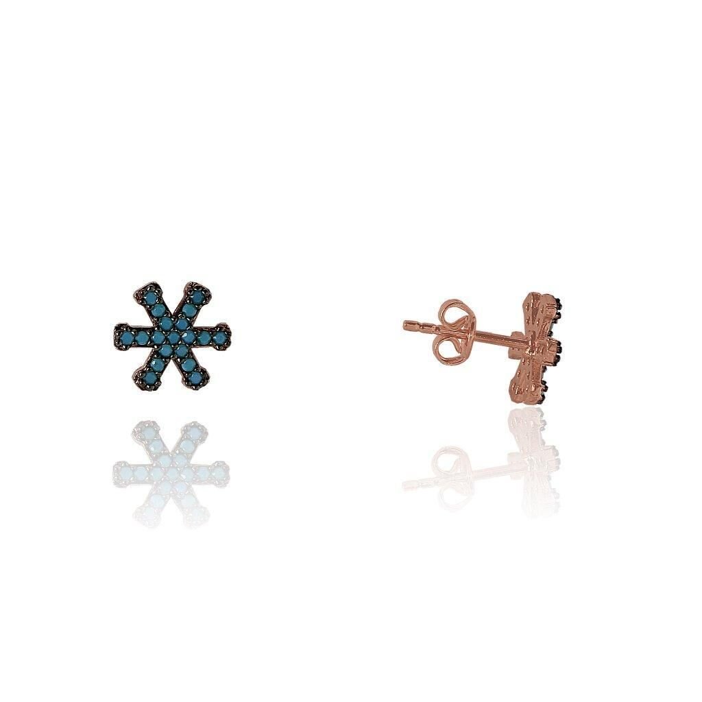 mini turkuaz taşlı kartanesi küpe SGTL4059