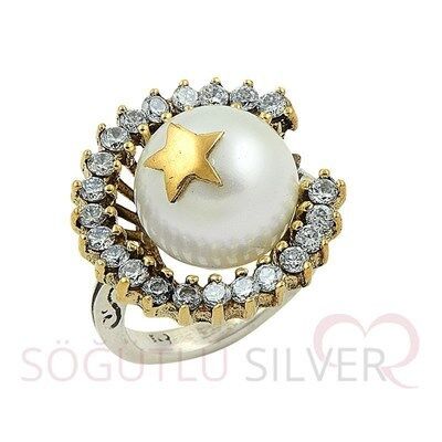 Ayyıldız otantik taşlı yüzük yüzük8446