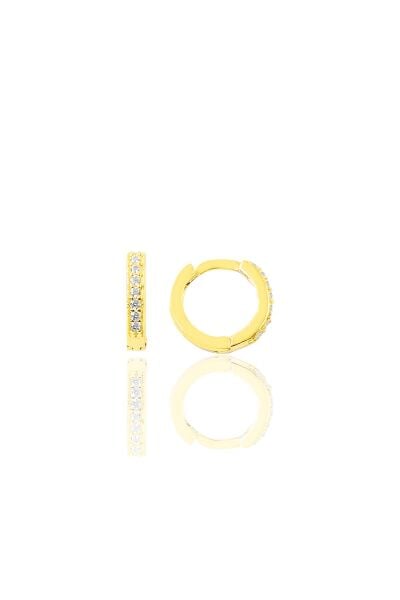 Gümüş altın yaldızlı zirkon taşlı 9 mm halka küpe Tragus Piercing Helix Kıkırdak Küpesi SGTL11736GOLD