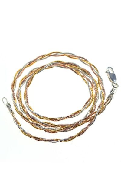 Gümüş örgülü üç renkli italyan zincir SGTL9001