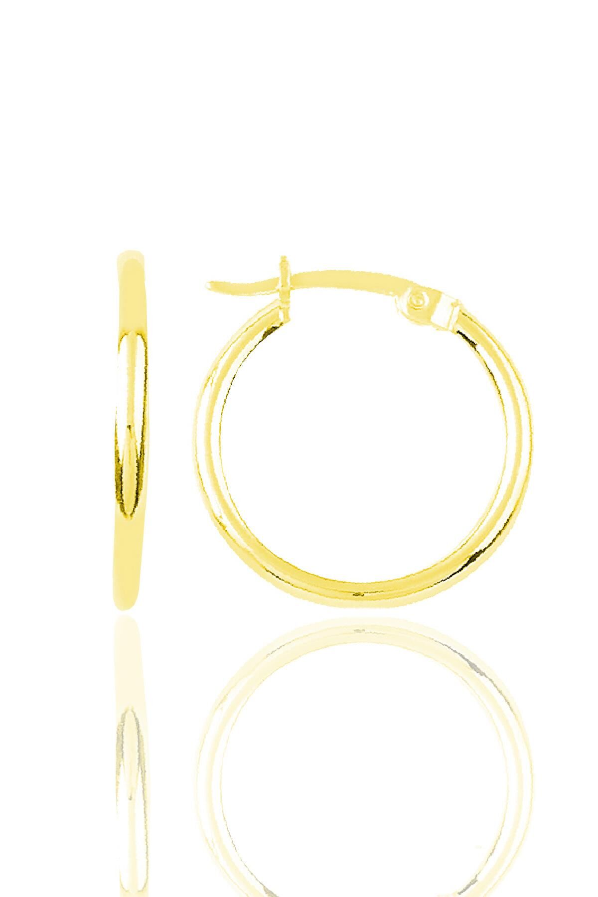 Gümüş Altın Yaldızlı 26 mm Şarnel  Halka Küpe SGTL12289GOLD