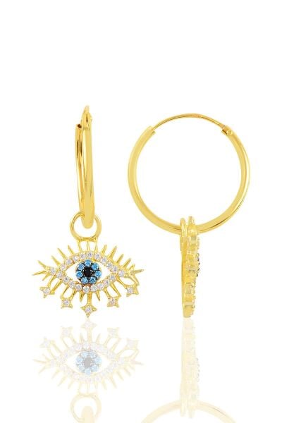 Gümüş altın yaldızlı lareyn halka küpe. SGTL10867GOLD