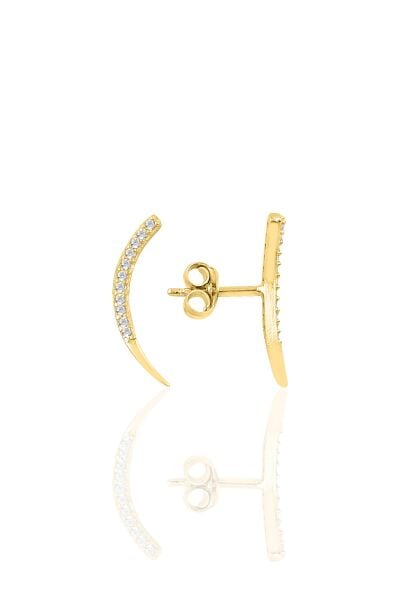 Gümüş altın yaldızlı zirkon taşlı Ay modeli küpe SGTL10824GOLD