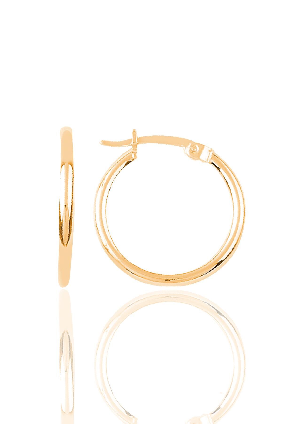 Gümüş rose 25 Mm Şarnel Halka Küpe SGTL11446ROSE