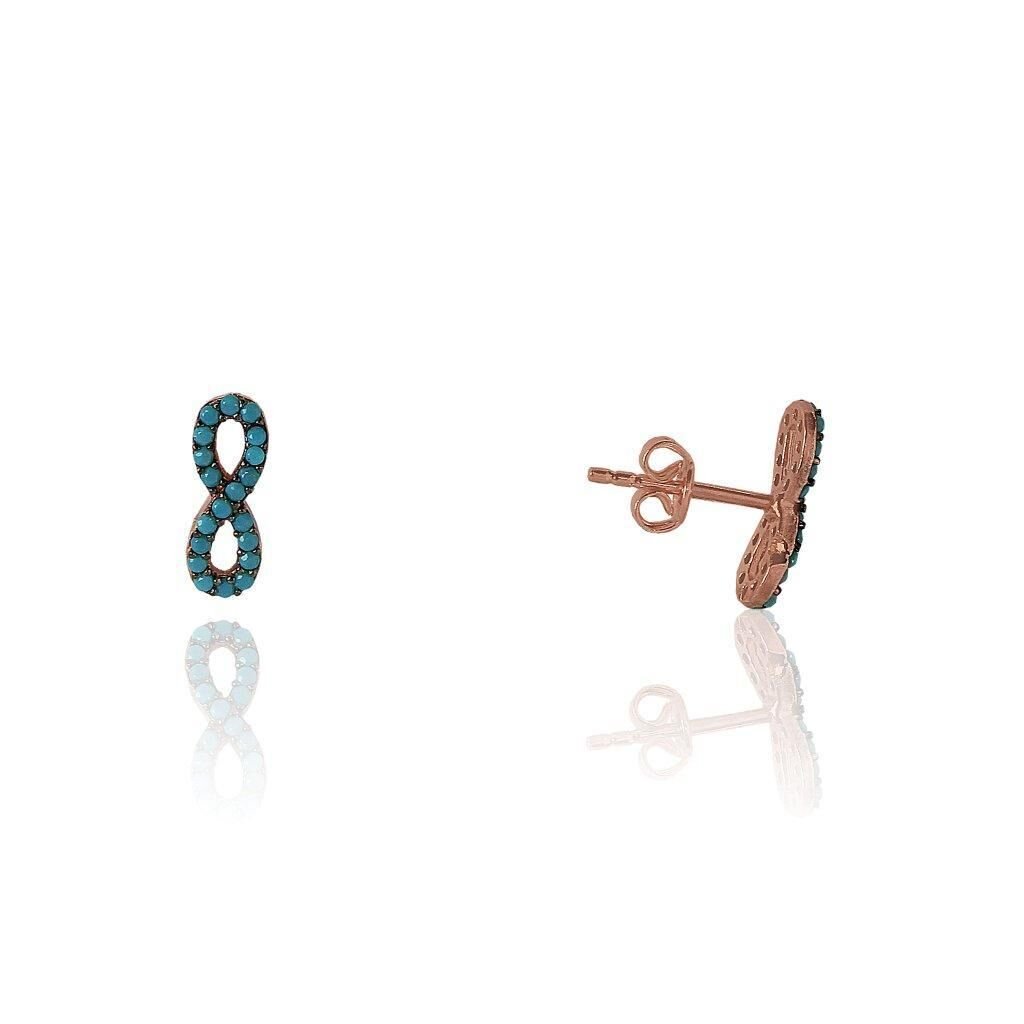 turkuaz taşlı mini sonsuzluk küpe SGTL4063