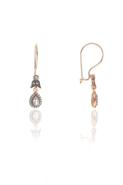 Gümüş rose zirkon taşlı elmas montürlü damla set SGTL9005