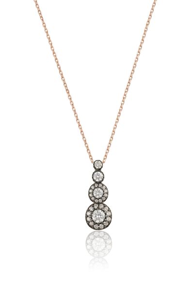 925 Ayar Gümüş Kolye Rose Gold Tria Kolye - Elmas Montürlü Sonsuzluk Işıltılı Kadın Kolye SGTL13342ROSE