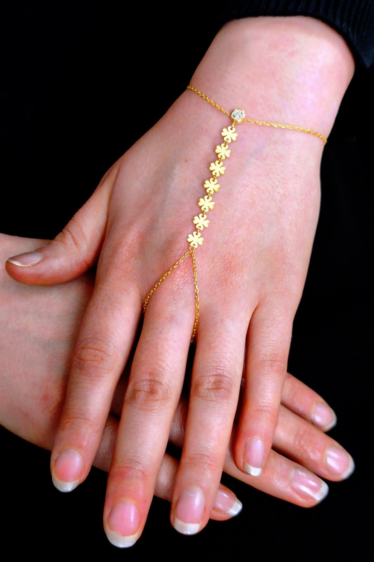 Gümüş altın yaldızlı zirkon taşlı yonca modeli pullu şahmeran SGTL12815GOLD