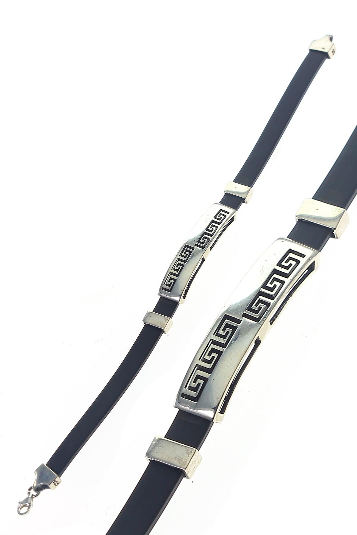 Gümüş Urartu modeli  Erkek  kauçuk bileklik SGTL9010