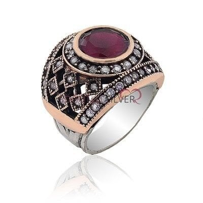 kök yakut ve zirkon taşlı otantik yüzük SGTL3421