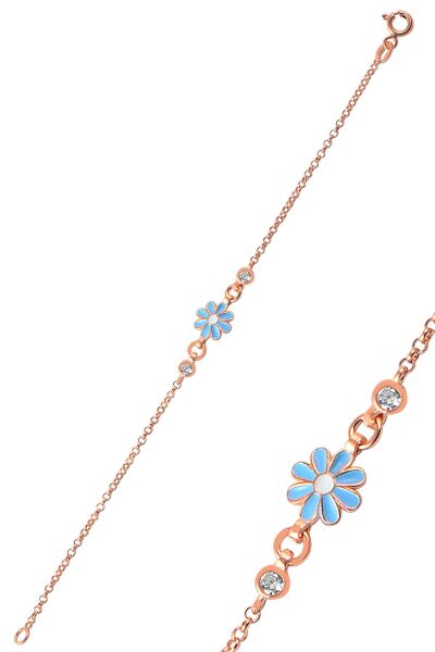 Gümüş mineli zirkon taşlı çiçek modeli bileklik SGTL9550