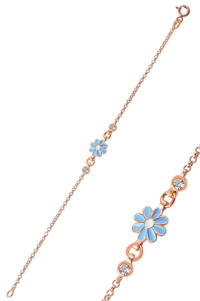 Gümüş mineli zirkon taşlı çiçek modeli bileklik SGTL9550