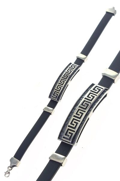 Gümüş Urartu modeli  Erkek  kauçuk bileklik SGTL9011