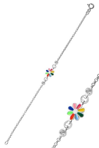 Gümüş mineli zirkon taşlı çiçek modeli bileklik SGTL9553