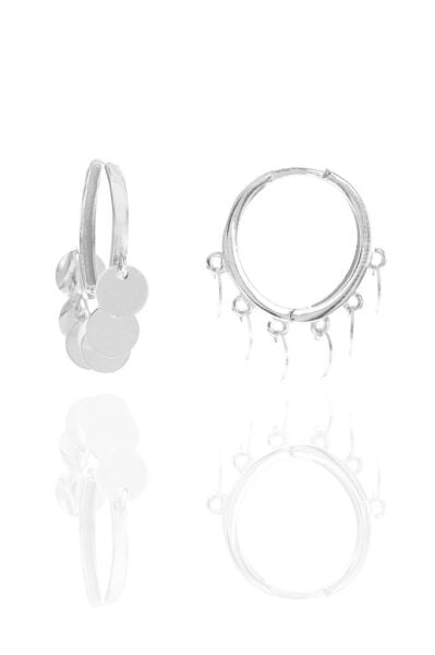 Gümüş rodyumlu pullu shakira halka küpe SGTL12822RODAJ