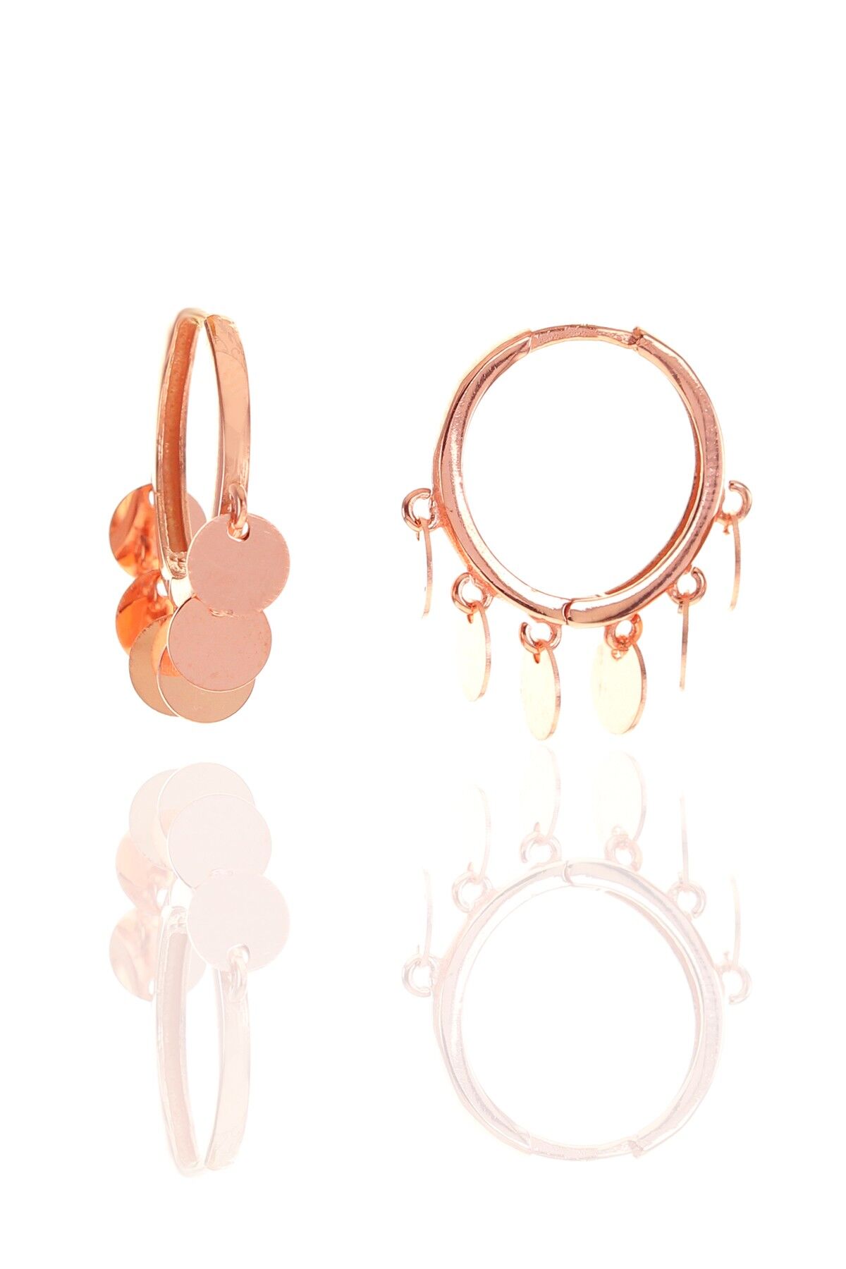 Gümüş rose pullu shakira halka küpe SGTL12822ROSE