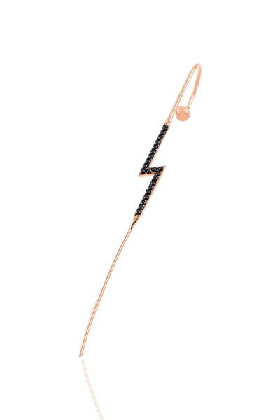 Gümüş rose siyah taşlı şimşek modeli gümüş baston küpe SGTL10701SYH