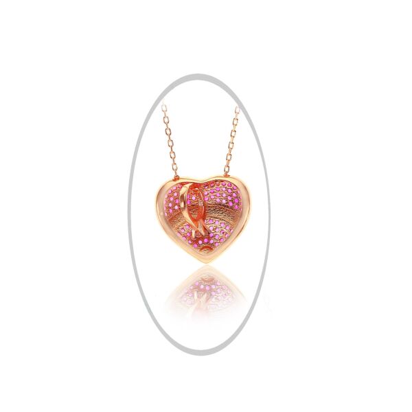 Gümüş rose zirkon taşlı özel tasarım kalbimdeki sır kolye  SGTL12492BEYAZ
