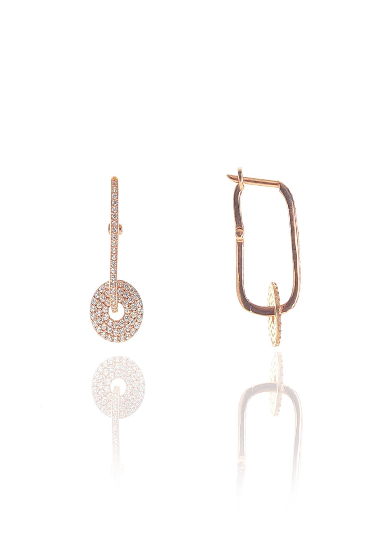 Gümüş  yuvarlak modeli zirkon taşlı göçmen küpe SGTL9017