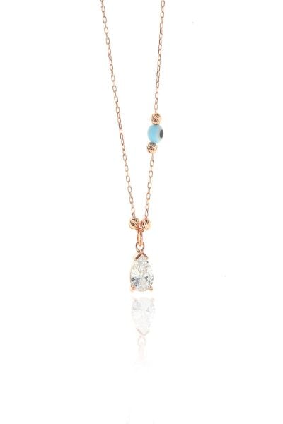 Gümüş dorica toplu taşlı damla kolye SGTL9018