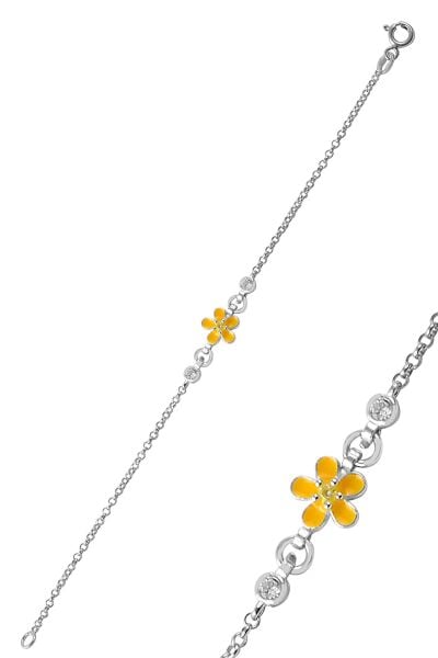 Gümüş mineli zirkon taşlı çiçek modeli bileklik SGTL9559