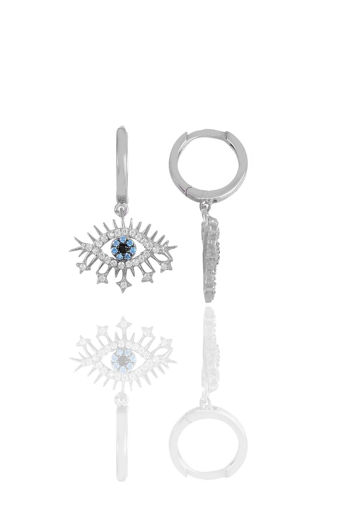 Gümüş rodyumlu zirkon taşlı lareyn küpe SGTL11544RODAJ