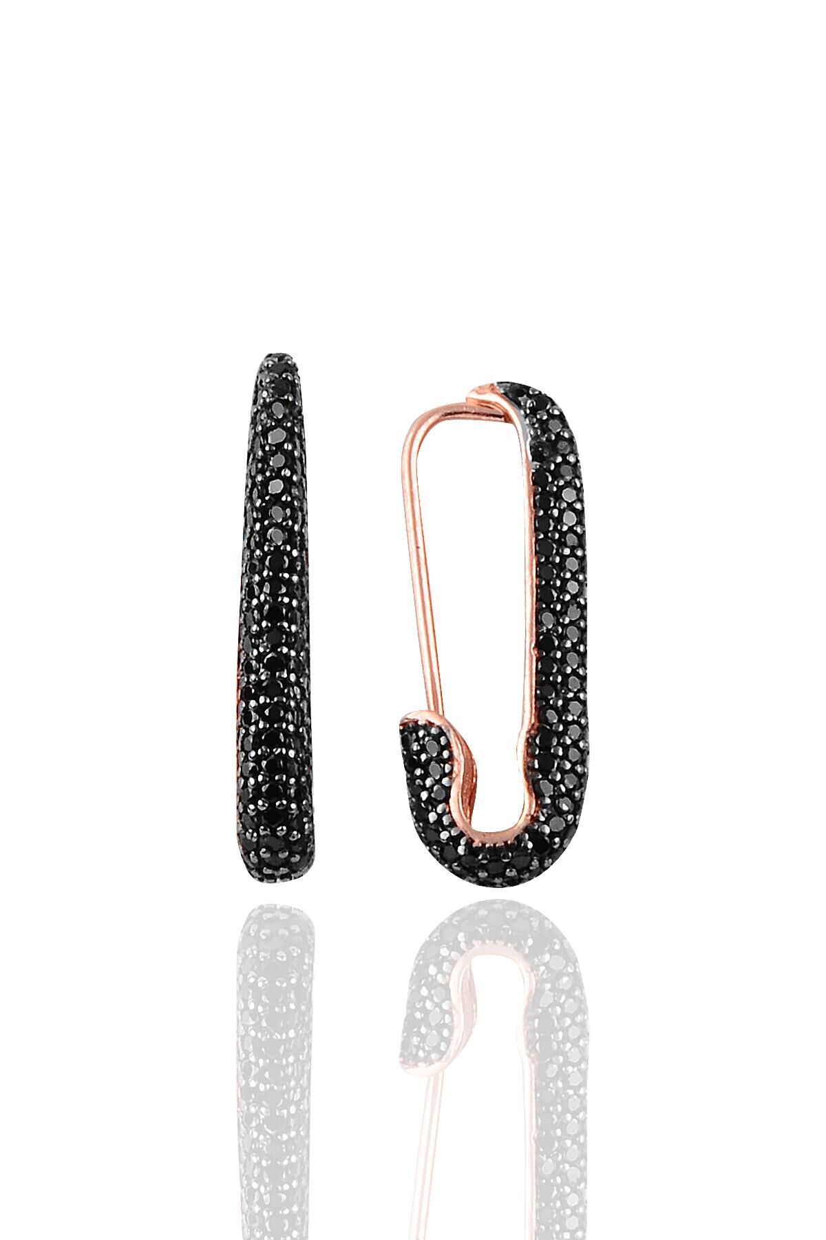 Gümüş siyah taşlı firkete çennel küpe SGTL10145SYH