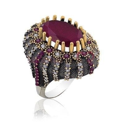 Kök Yakut ve Zİrkon Taşlı Gümüş Yüzük SGTL3433