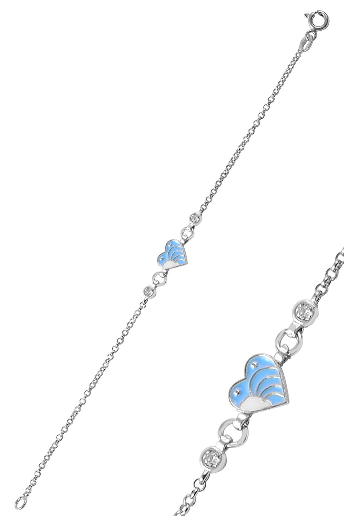 Gümüş mineli zirkon taşlı kalb modeli bileklik SGTL9563
