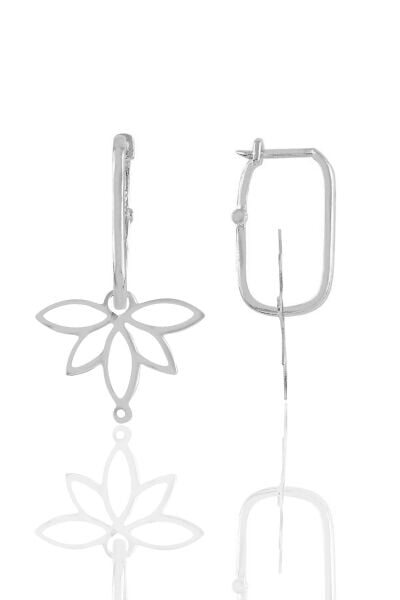 Gümüş rodyumlu yaşam çiçeği lotus  göçmen küpe SGTL11674RODAJ