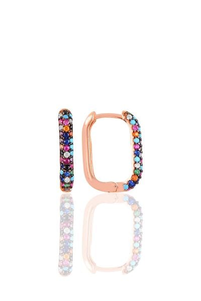 Gümüş rose renkli zirkon taşlı trend küpe. SGTL10892RNK