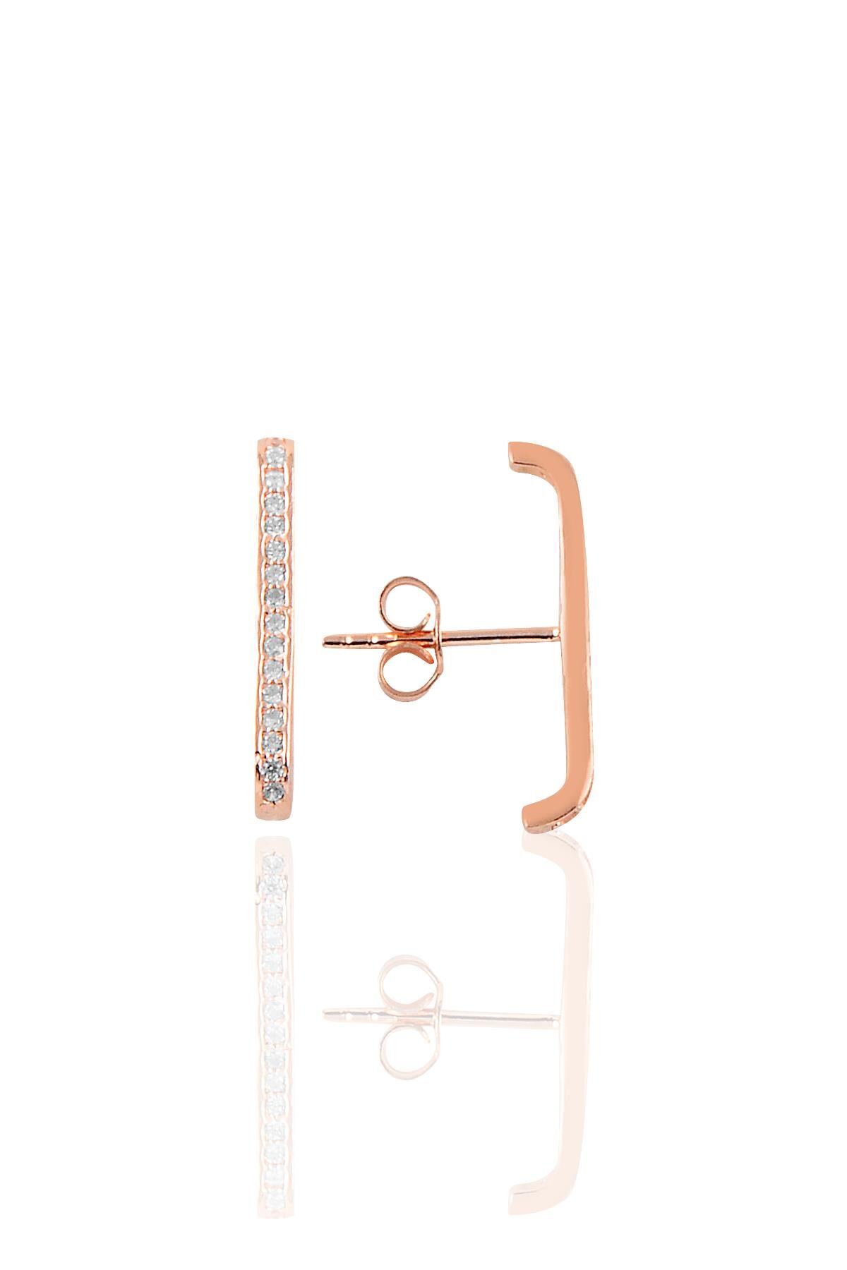 Gümüş rose zirkon taşlı style küpe SGTL10180BYZ