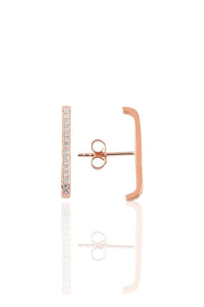 Gümüş rose zirkon taşlı style küpe SGTL10180BYZ