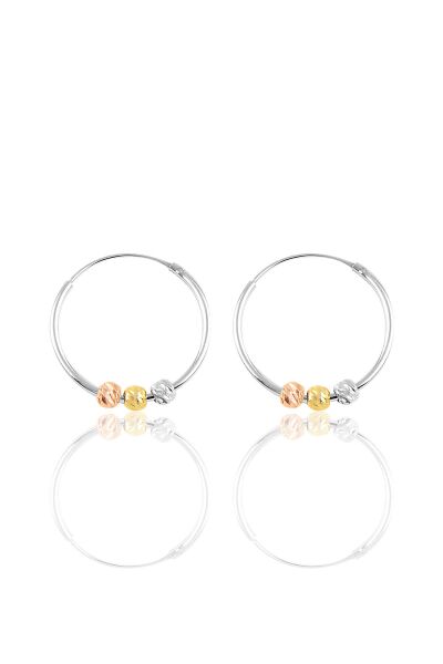 Gümüş  18 mm renkli doricalı halka küpe