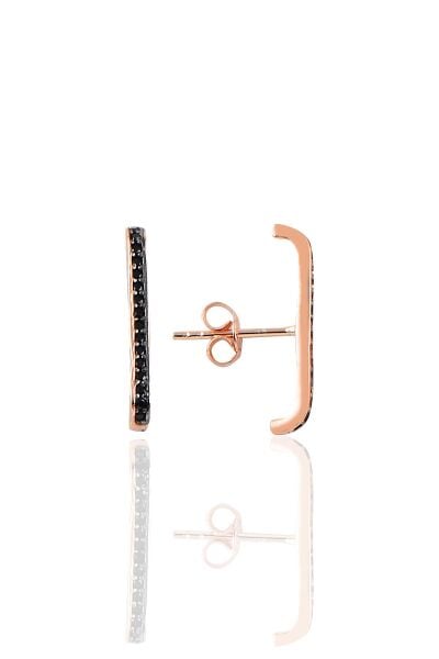 Gümüş rose siyah taşlı style küpe SGTL10180SYH