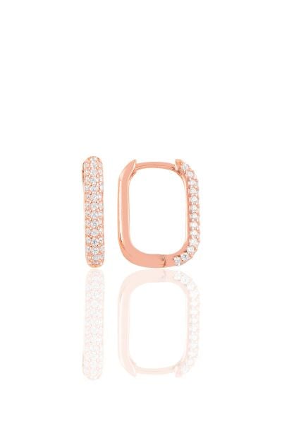 Gümüş rose zirkon taşlı trend küpe. SGTL10892ROSE