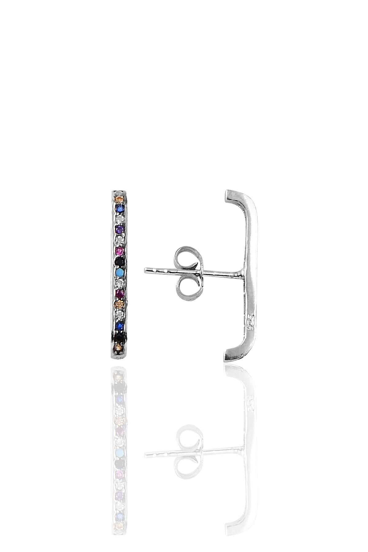 Gümüş renkli taşlı style küpe SGTL10181MİX