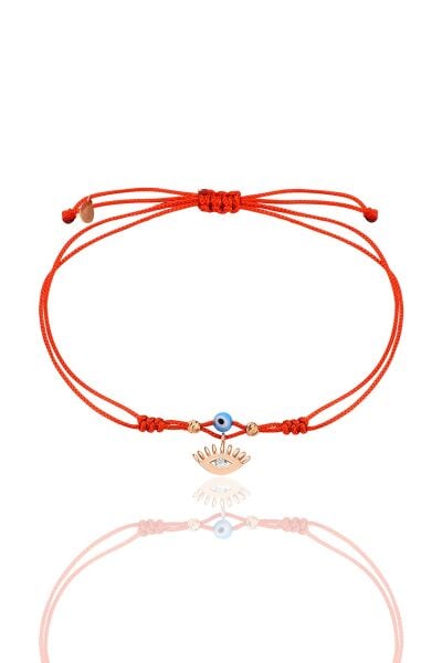 Gümüş rose zirkon taşlı nazarlı kirpikli göz ipli şans bileklik SGTL12443ROSE
