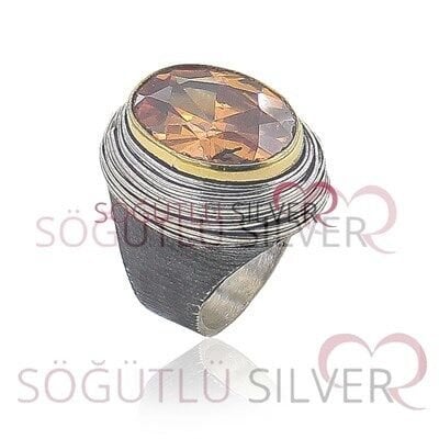 Sarmalı  Sitrin Taşlı Gümüş Üçlü Set SGTL3440