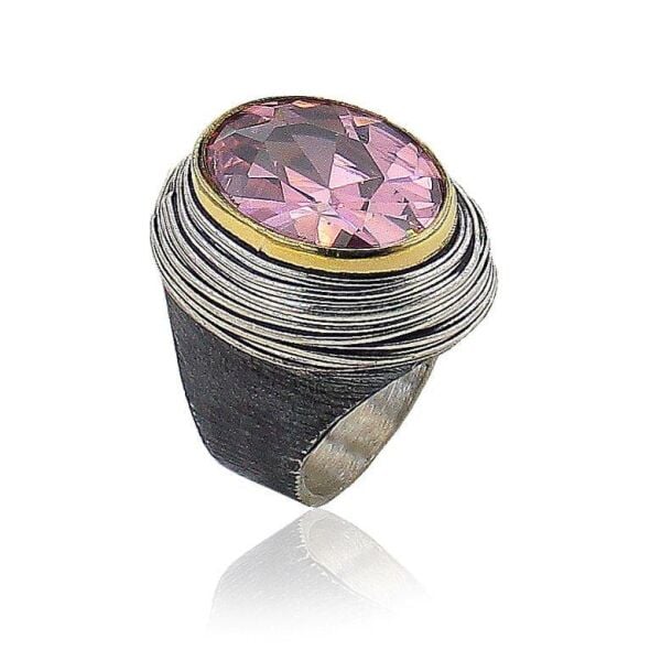 Sarmalı Pembe kuvarsTaşlı Gümüş Üçlü Set SGTL3441