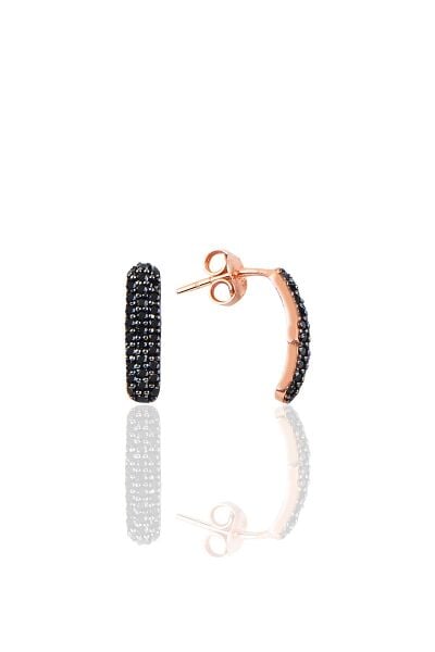 Gümüş siyah taşlı çubuk modeli küpe SGTL10183CBK